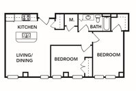 Floor Plan - 1 to 2 Beds from $515 to $897 - Wellington Square Senior Apartments in Detroit, Michigan