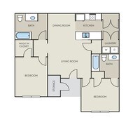 Standard 2 Bedroom - 2 Bedrooms 2 Bath from $849 to $995 - 2 a 3 Dormitorio desde $849 a $1199 - Bristol Bluffs Apartamentos in Louisville, Kentucky
