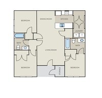 Floor Plan - 2 a 3 Dormitorio desde $849 a $1199 - Bristol Bluffs Apartamentos in Louisville, Kentucky