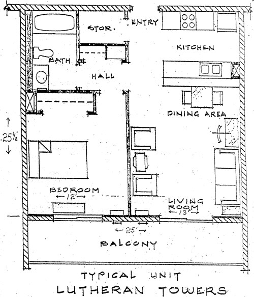 Lutheran Towers in Long Beach, CA - Foto de edificio - Floor Plan