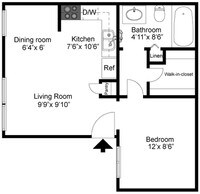 Wintergreen 2D Floor Plan - Cheyenne Crossing Apartments in Colorado Springs, Colorado
