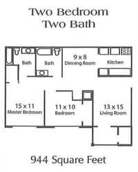 Two Bedroom - 2 Bedrooms 2 Bath from $620 to $640 - 2 a 3 Dormitorio desde $620 a $705 - Arbor Pointe Apartamentos in Mobile, Alabama