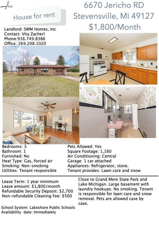 6670 Jericho Rd Rentals in Stevensville, MI