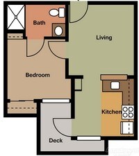 Floor Plan - 1 Beds from $1000 to $1325 - Cypress Pointe Senior Community Apartments in Los Angeles, California