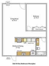 Charming 1 Bedroom unit, completely remodeled with In-Unit Washer/Dryer! in Orange, CA - Foto de edificio - Floor Plan