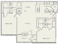 Peppertree Apartments in Memphis, TN - Foto de edificio - Floor Plan