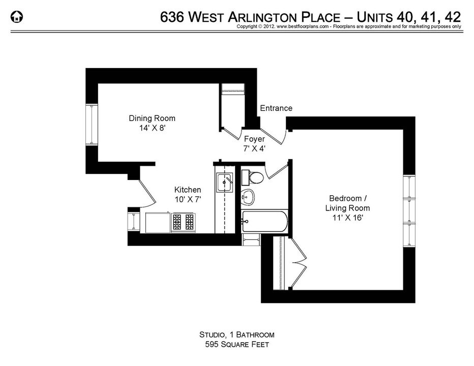 633 W Arlington Pl, Unit #42 in Chicago, IL - Foto de edificio