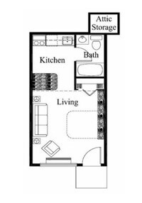 Studio - Studio 1 Bath from $560 to $580 - Estudio a 2 Dormitorio desde $560 a $910 - Ridgewood Apartamentos in Louisville, Kentucky