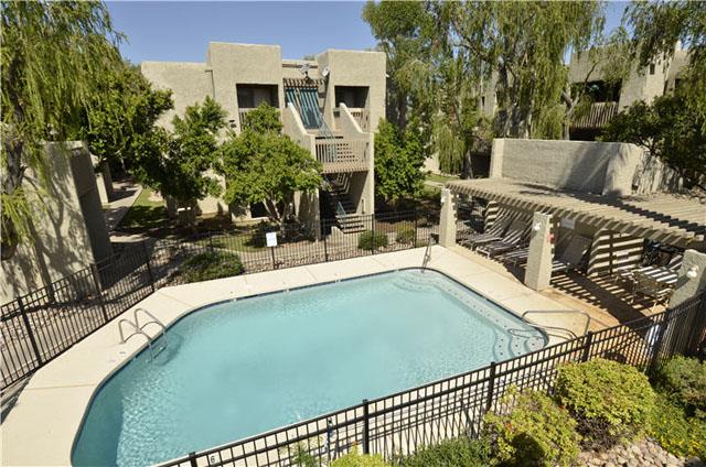 1 bedroom, View of the Pool & Galley style... in Mesa, AZ - Building Photo