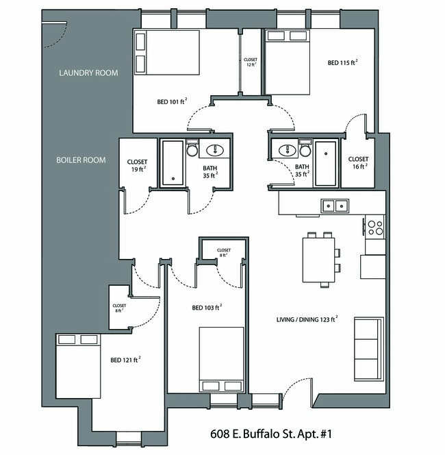 608 E Buffalo St, Unit 4 in Ithaca, NY - Foto de edificio - Building Photo