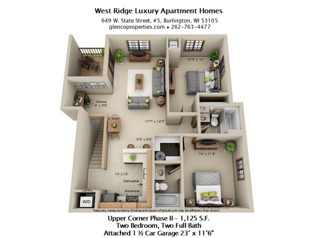 West Ridge Luxury Apartments in Burlington, WI - Foto de edificio - Floor Plan