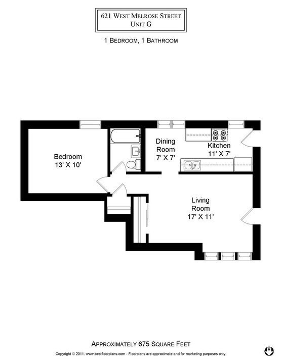 627 W Melrose St, Unit G2 in Chicago, IL - Building Photo