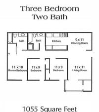 Three Bedroom - 3 Bedrooms 2 Bath from $705 - 2 a 3 Dormitorio desde $620 a $705 - Arbor Pointe Apartamentos in Mobile, Alabama