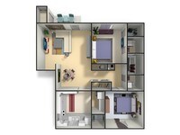 2 Bed 1.5 Bath East 3-D - Hickory Trace Village Apartments in Hickory, North Carolina