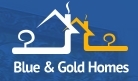 Property Management Company Logo Blue and Gold Homes