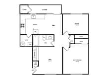 Floor Plan - 2 bedrooms $875 - Parkwood Apartments in Colorado Springs, Colorado