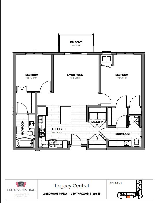 Legacy Central 55+ Senior Apartments in Shakopee, MN - Foto de edificio - Floor Plan