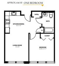 Floor Plan - 1 to 3 bedrooms from $600 to $730 - Century Sunrise Apartments in Johnson City, New York