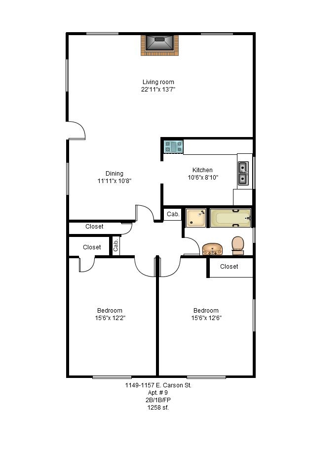 Carson Court Apartments in Long Beach, CA - Building Photo - Floor Plan