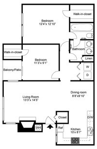 Autumn Moon 2D Floor Plan - Cheyenne Crossing Apartments in Colorado Springs, Colorado
