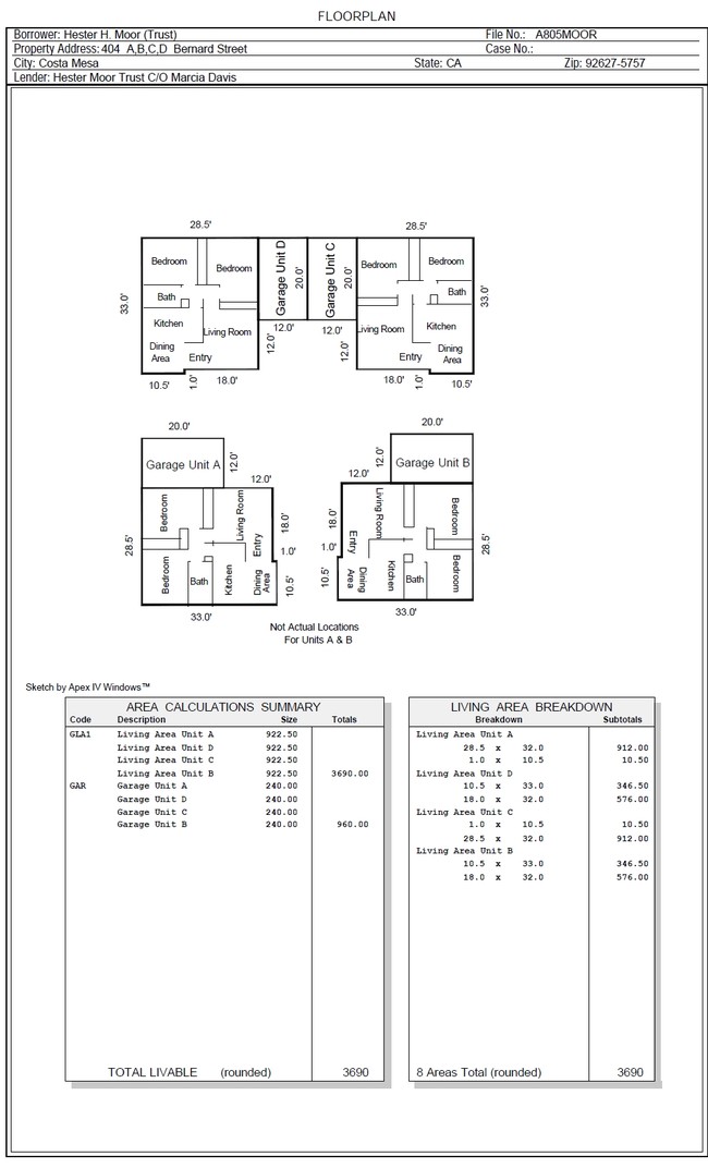 Units A,B,C,D in Costa Mesa, CA - Building Photo - Floor Plan