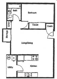 Floor Plan - 1 Dormitorio $488 - Lom Vista Estates Apartamentos in Osawatomie, Kansas