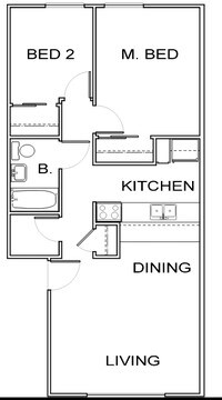 Floor Plan - 1 to 2 bedrooms Contact for Rates - River Gardens Apartments in Anderson, California