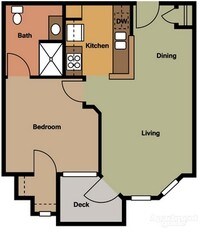 Floor Plan - 1 Beds from $1000 to $1325 - Cypress Pointe Senior Community Apartments in Los Angeles, California