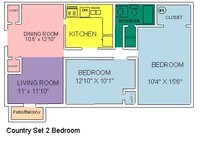 Floor Plan - 1 to 2 bedrooms from $550 to $600 - Country Set Apartments in Sandusky, Ohio