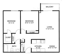 Hazelcrest Place Apartments & Townhomes in Hazel Park, MI - Foto de edificio - Floor Plan