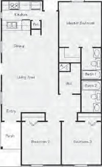 Hickory Park Duplexes in College Station, TX - Foto de edificio - Floor Plan