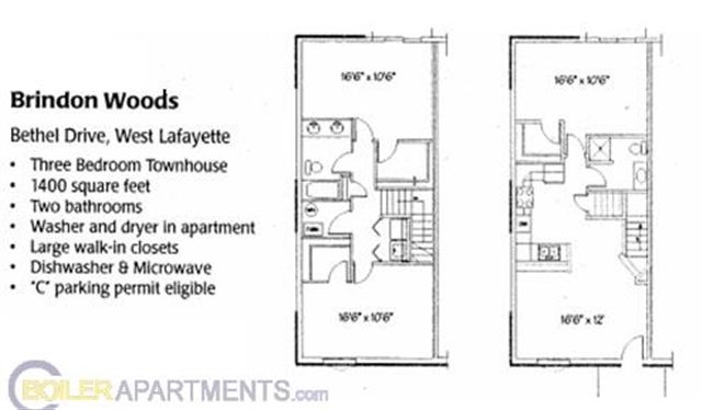 Bethel Townhomes in West Lafayette, IN - Foto de edificio - Floor Plan