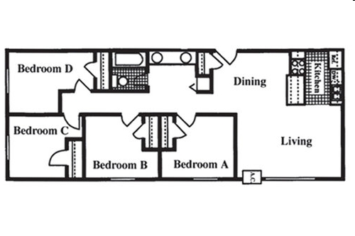 Campus Plaza Student Apartments in St. Cloud, MN - Foto de edificio - Floor Plan