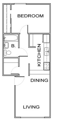 Floor Plan - 1 to 2 bedrooms Contact for Rates - River Gardens Apartments in Anderson, California