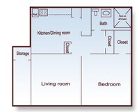 Floor Plan - 1 bedroom Contact for Rates - Cullman Manor Apartments in Cullman, Alabama