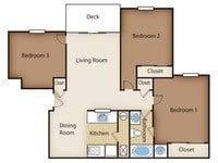 The Camden - 3 Bedrooms 1 Bath from $600 to $727 - 2 to 3 bedrooms from $555 to $727 - Bridge Street Landing Apartments in Chillicothe, Ohio
