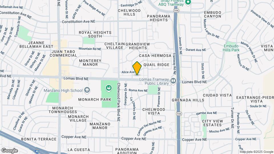 12913 Lomas Blvd NE Map and Location Details