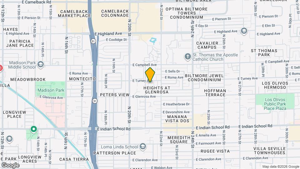 4343 N. 21st Street Phoenix, Unit #112 Map and Location Details