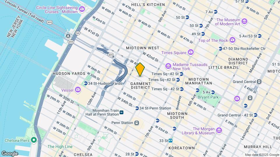 331 W 38th St Mapa y Detalles de la Ubicación