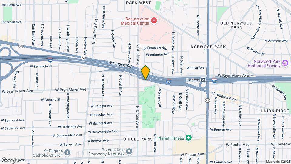 7537 W Higgins Rd Map and Location Details