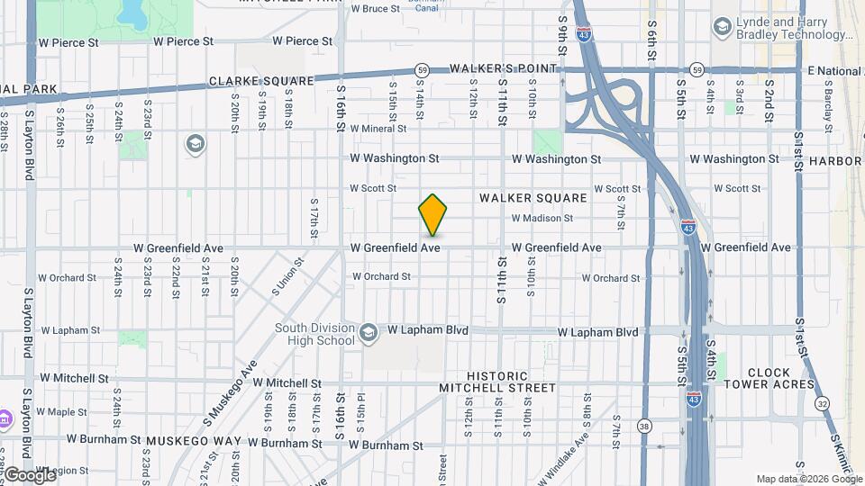 1322A W Greenfield Ave Mapa y Detalles de la Ubicación