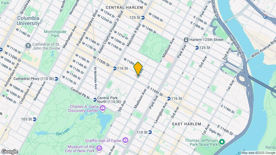 E. 116th St, 5th Ave Map and Location Details