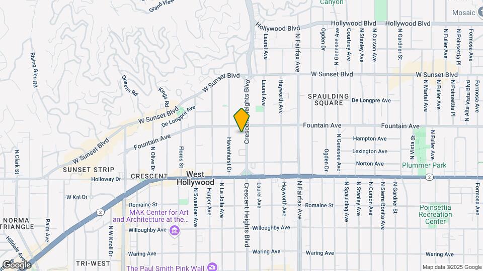 1263 N Crescent Heights Blvd Map and Location Details