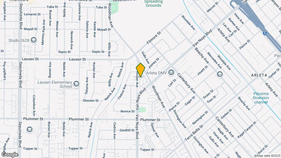 9800 Vesper Ave Map and Location Details