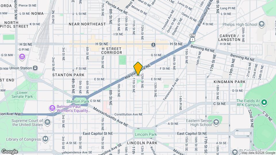 1114 E St NE Map and Location Details