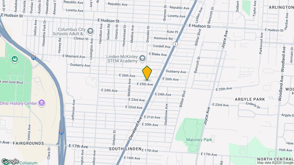 1352 E 25th Ave Map and Location Details