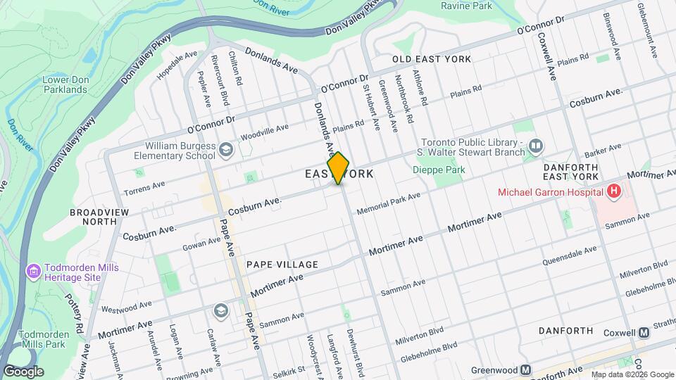 280 Donlands Ave Map and Location Details