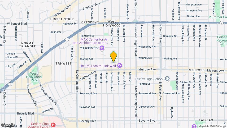 728 N Sweetzer Ave Map and Location Details