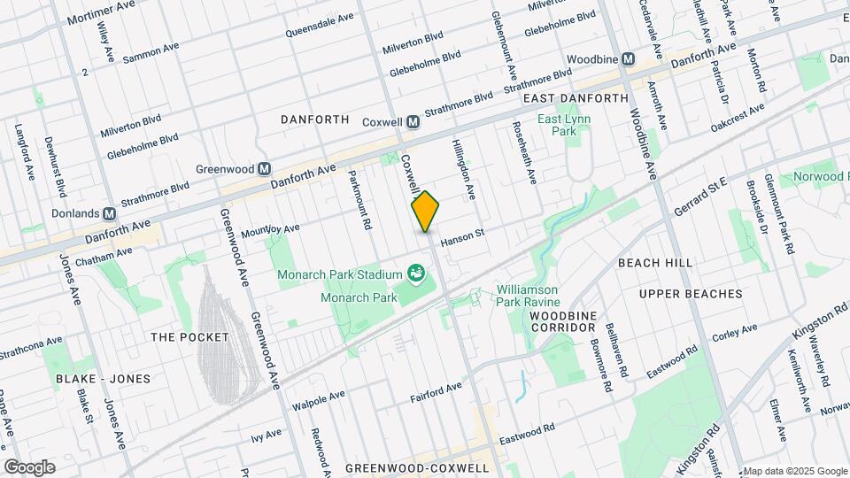 574 Coxwell Av Map and Location Details