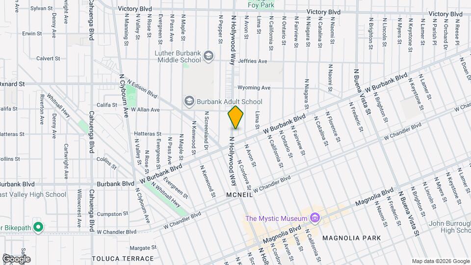 1420 N Hollywood Way, Unit A Map and Location Details